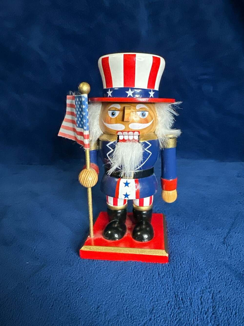 December Home Uncle Sam Nutcracker with American Flag 7"